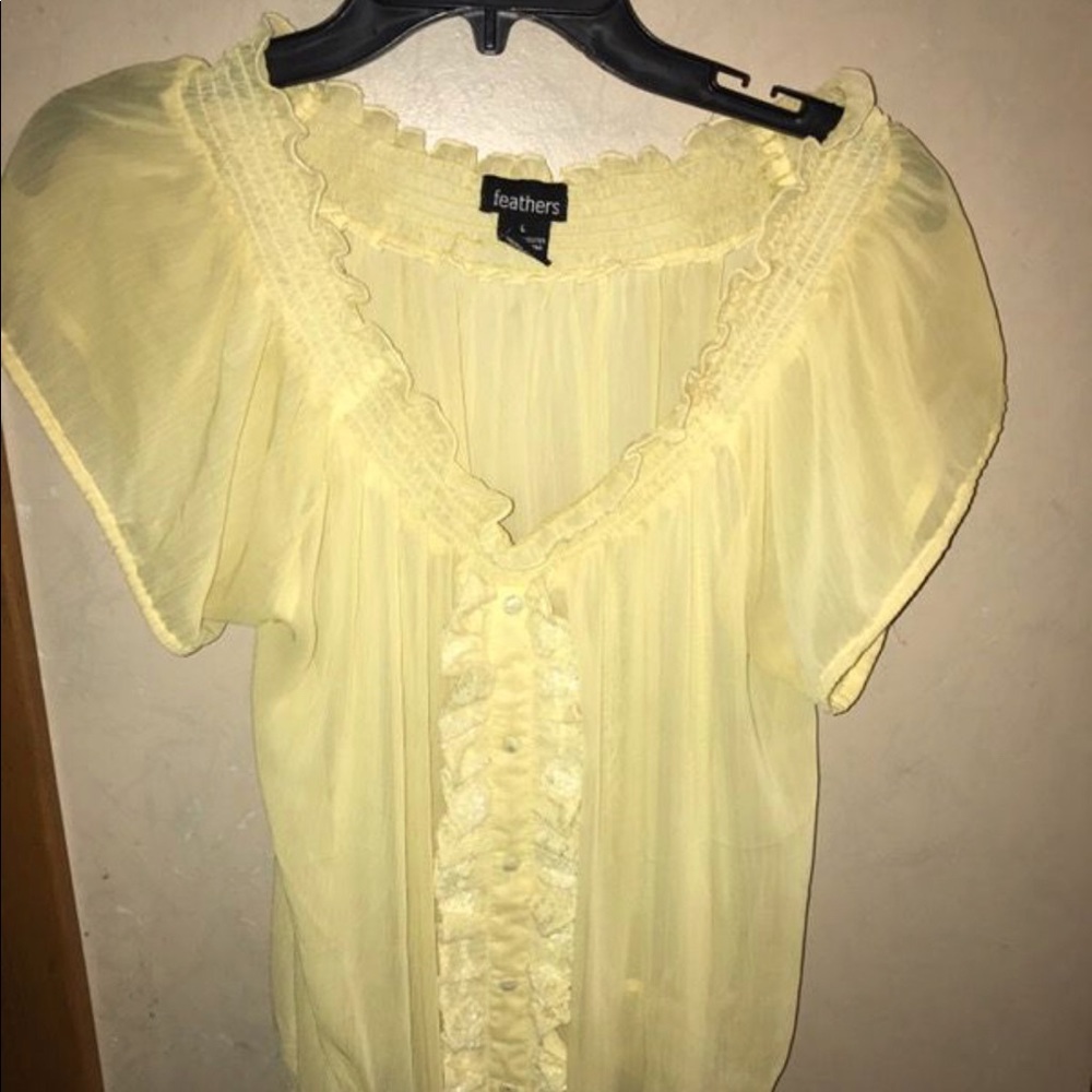 Yellow sheer blouse. Super cute